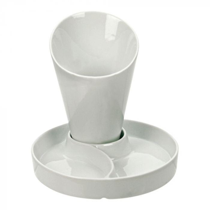 Frittentüte Porzellan auf Teller + 3 Einteilungen